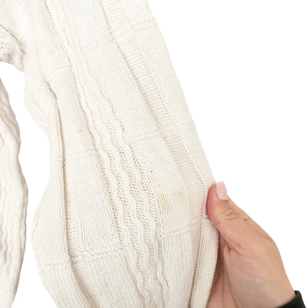 Oscar De La Renta Off White Knit Sweater Sz L
